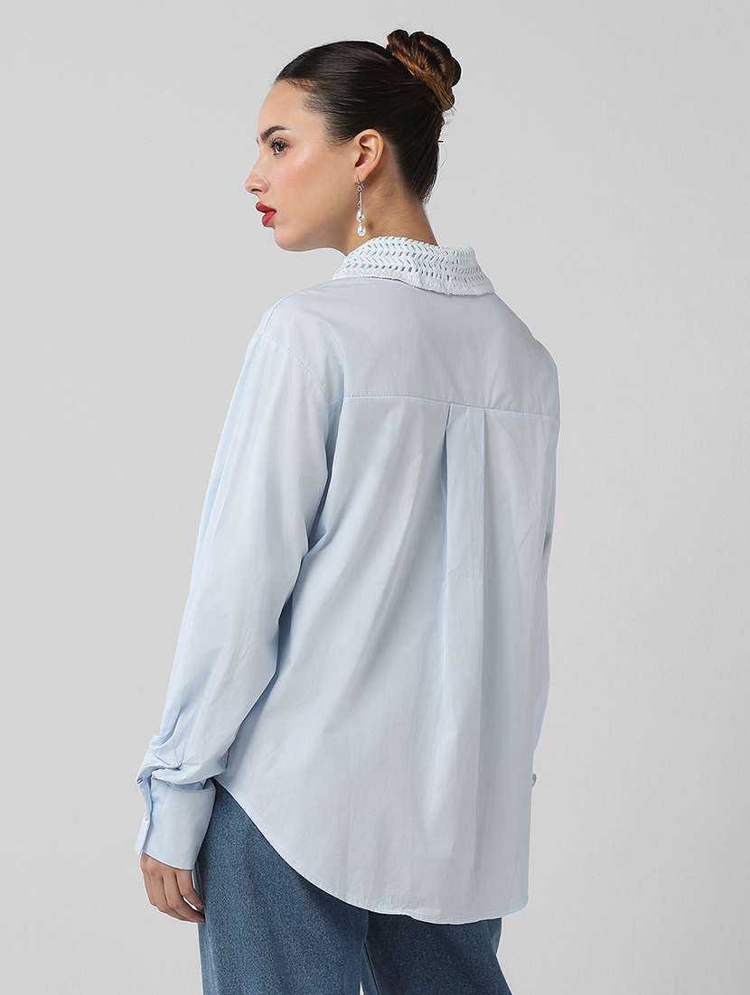 women solid long sleeve oversized shirt - 21721652 -  Standard Image - 3