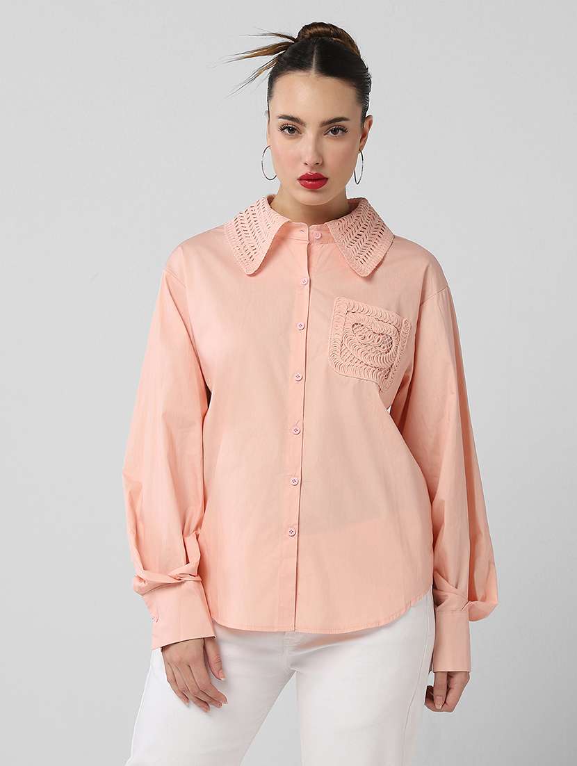 women solid long sleeve shirt