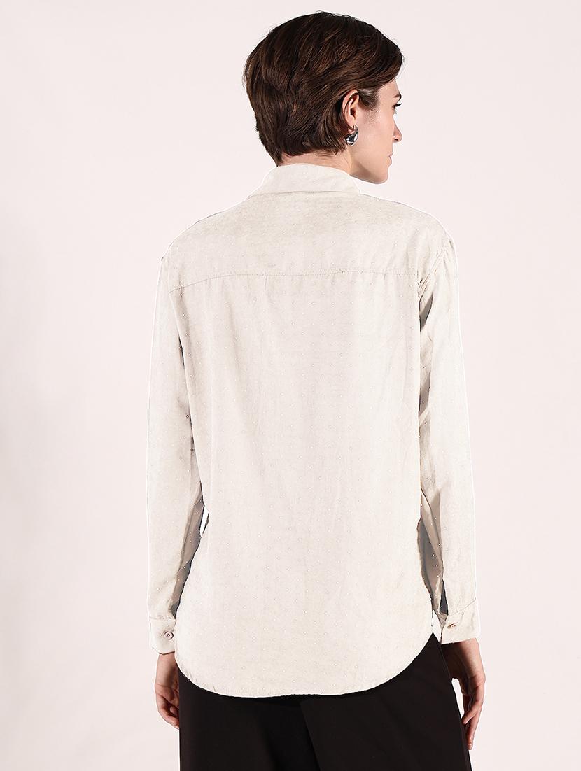 women beige solid with work long sleeve shirt - 21721655 - Standard Image - 3