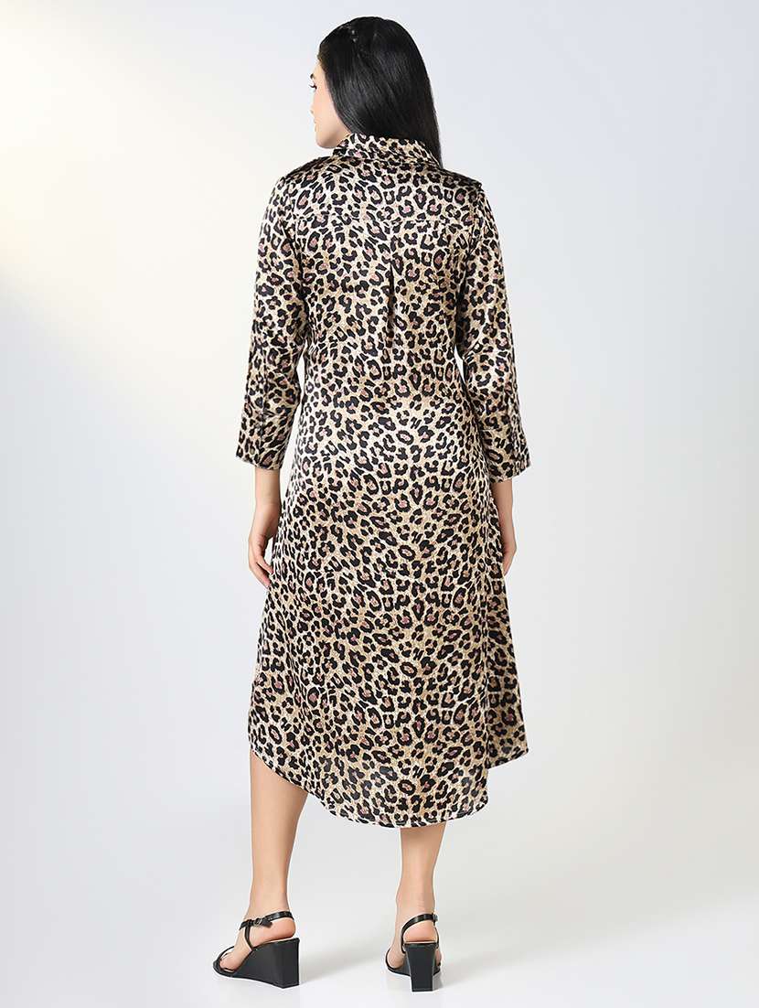 brown crepe shirt dress - 21721674 -  Standard Image - 3