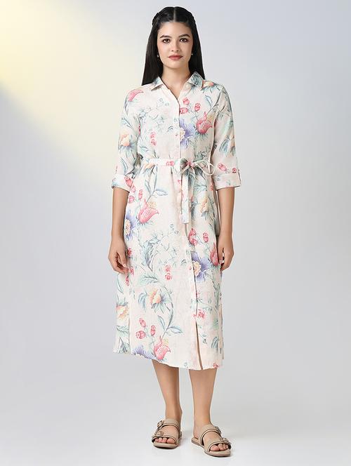 cream cotton shirt dress - 21721676 - Standard Image - 0