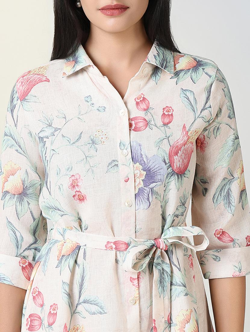 cream cotton shirt dress - 21721676 - Standard Image - 5
