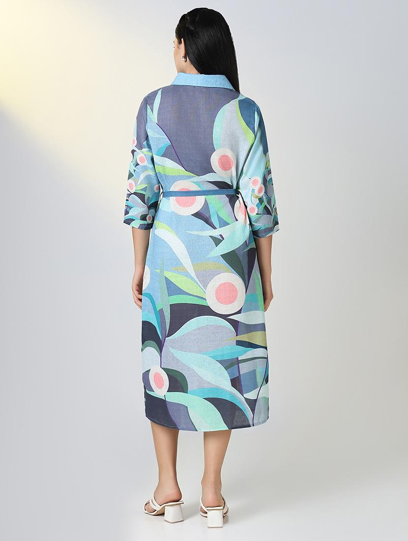 women printed three quarter sleeve shirt dress - 21721678 - Standard Image - 3