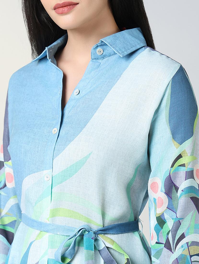 women printed three quarter sleeve shirt dress - 21721678 - Standard Image - 5