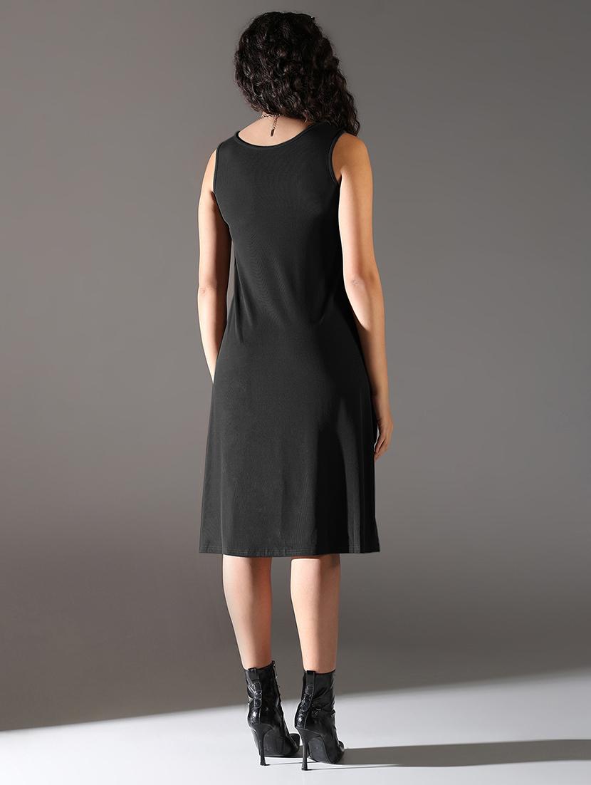 black cotton aline dress - 21721679 - Standard Image - 3