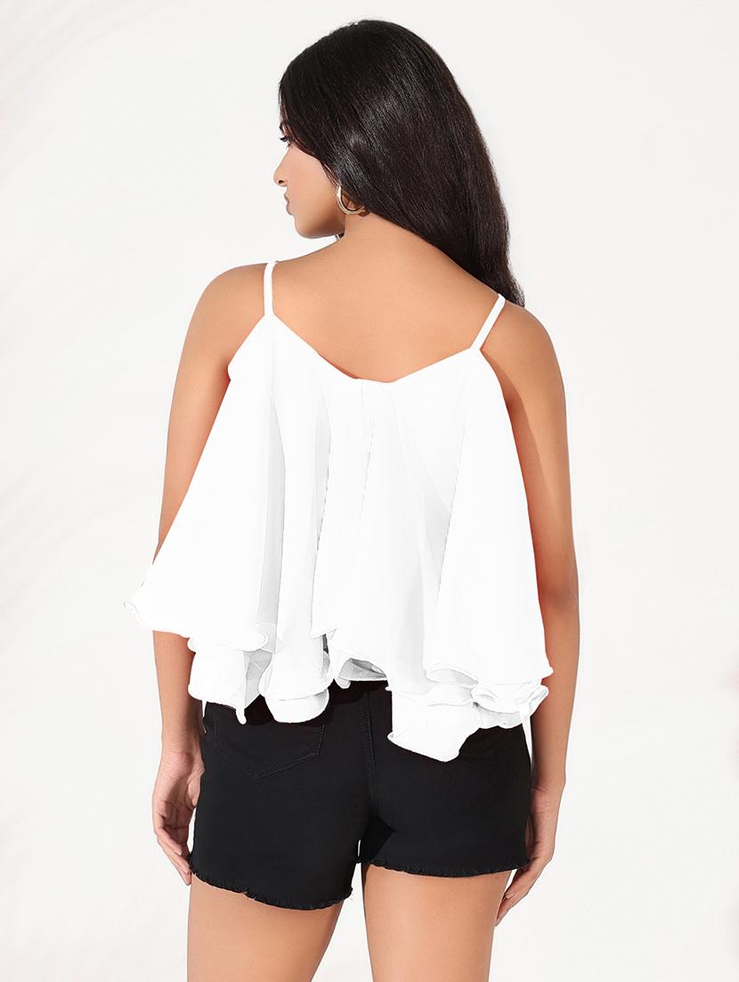 women solid shoulder strap neck regular top - 21721684 - Standard Image - 3