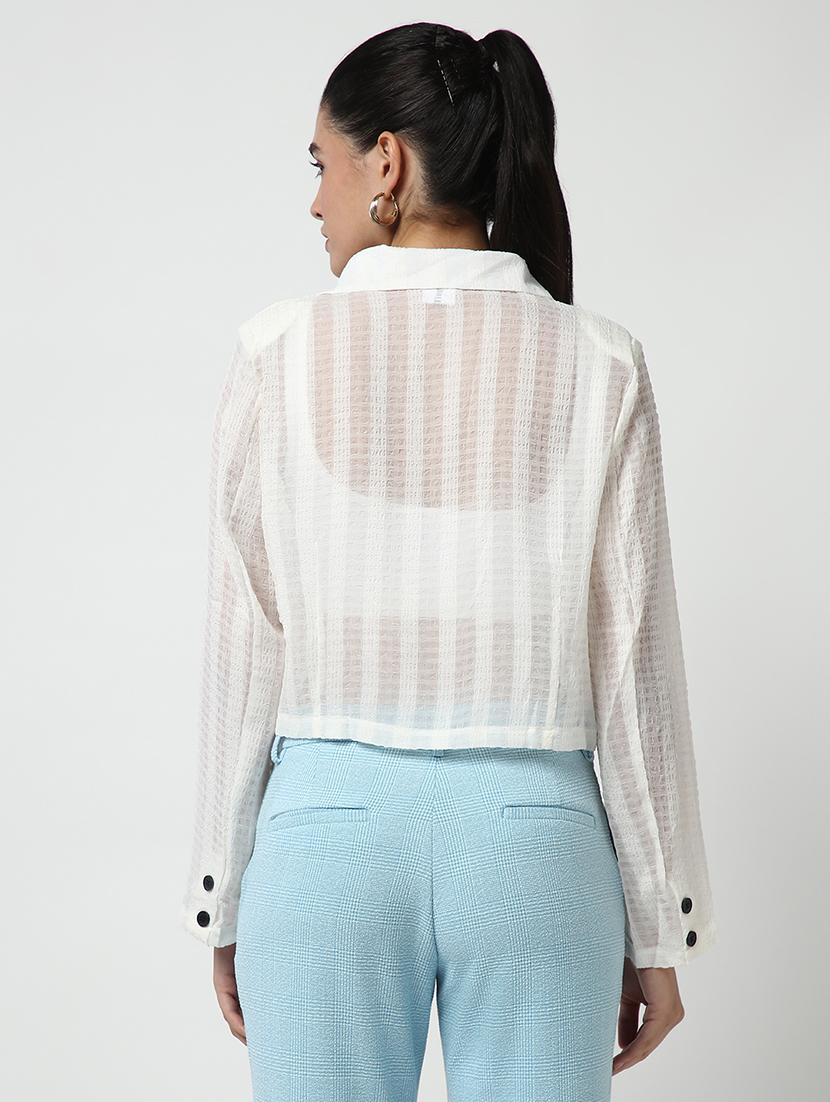 off white cotton shirt top - 21721691 - Standard Image - 3