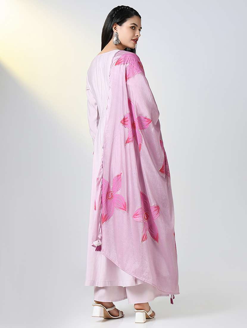 women solid long sleeve kurta palazzo with dupatta set  - 21721719 -  Standard Image - 3