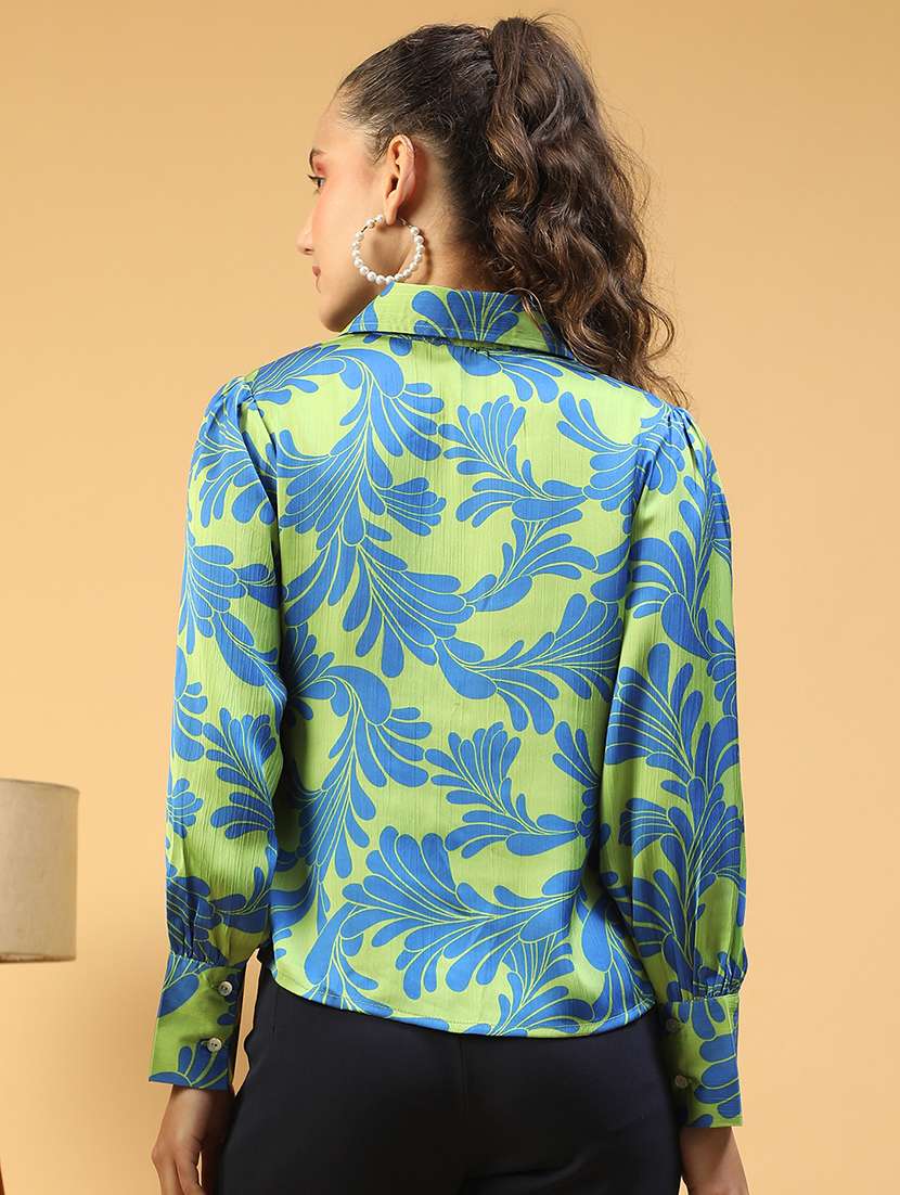 women printed satin long sleeve shirt - 21721729 - Standard Image - 3