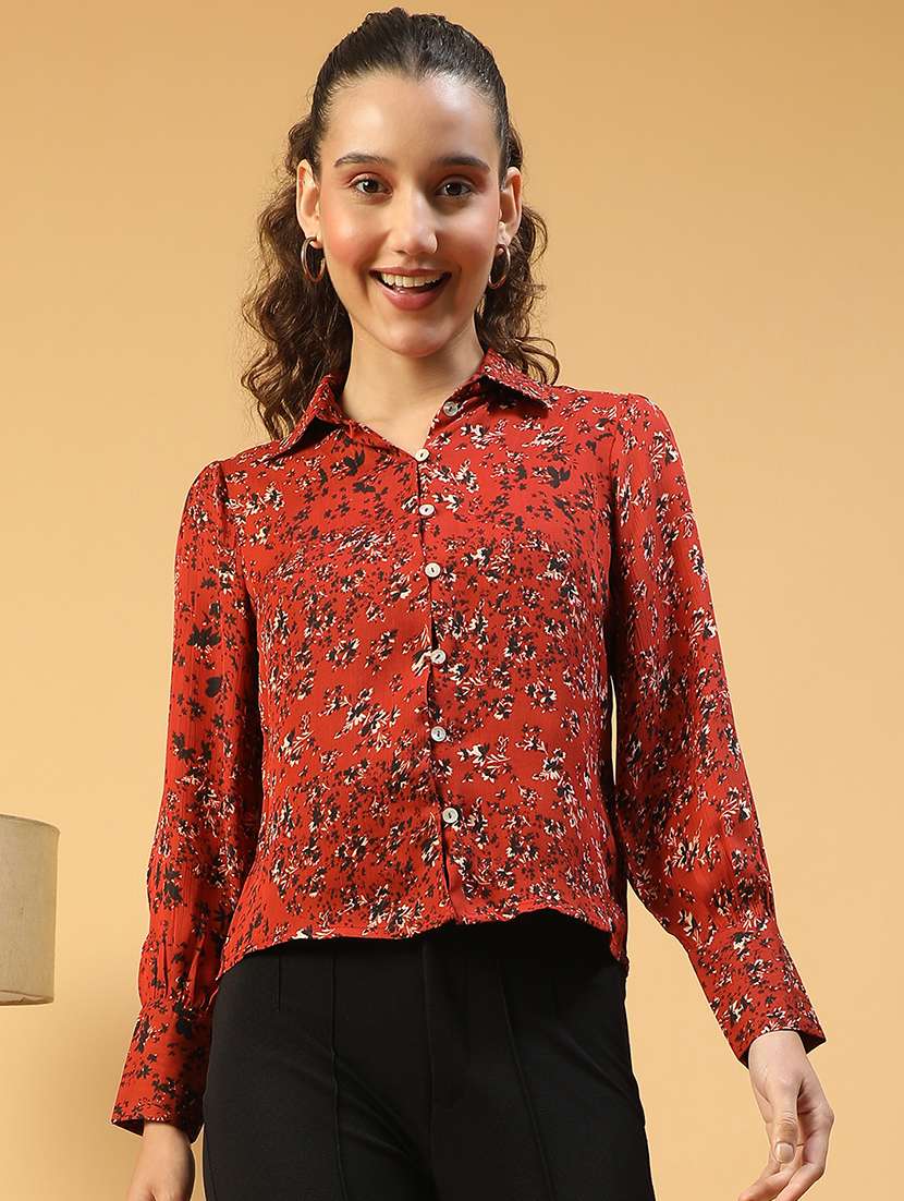 women printed long sleeve shirt