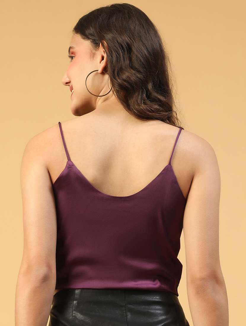 women cowl neck solid crop top - 21721746 -  Standard Image - 3