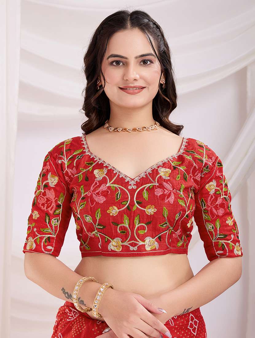 women bandhani printed saree with blouse - 21721783 -  Standard Image - 5