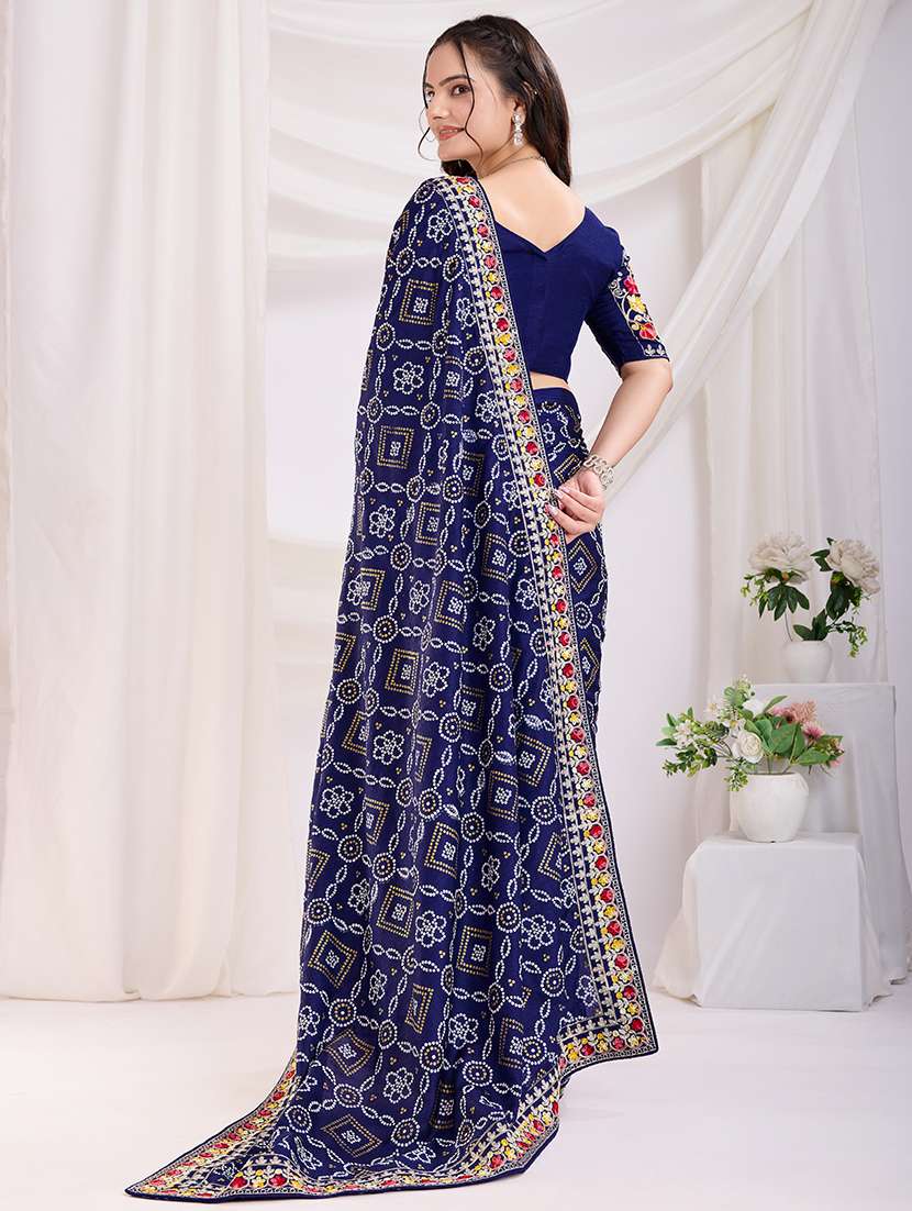 women bandhani printed saree with blouse - 21721806 -  Standard Image - 3