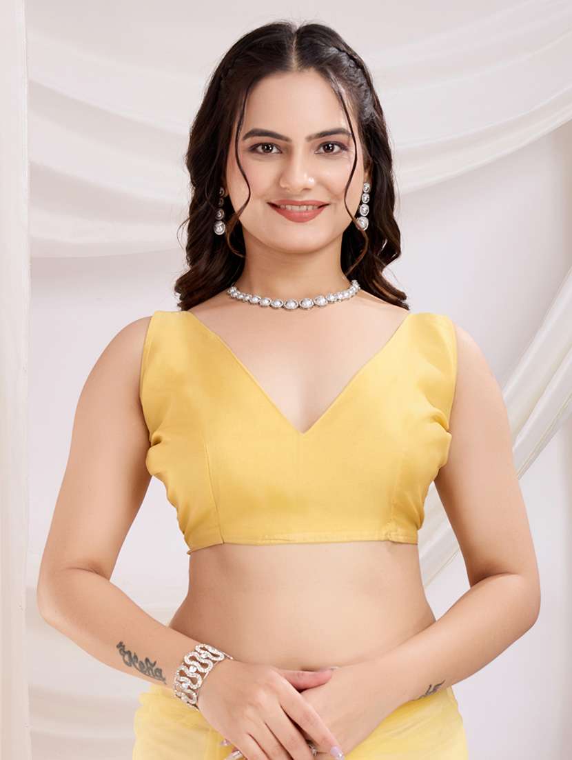 women yellow embroidered saree with blouse - 21721826 -  Standard Image - 5