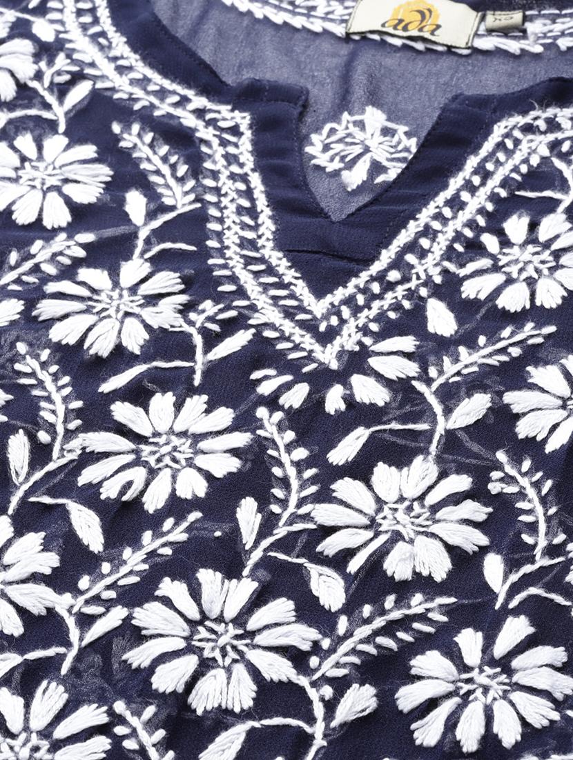 women long sleeve straight chikankari kurta - 21721870 - Standard Image - 5
