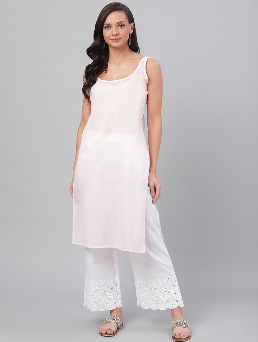women chikankari long sleeve straight kurta - 21721877 - Standard Image - 3