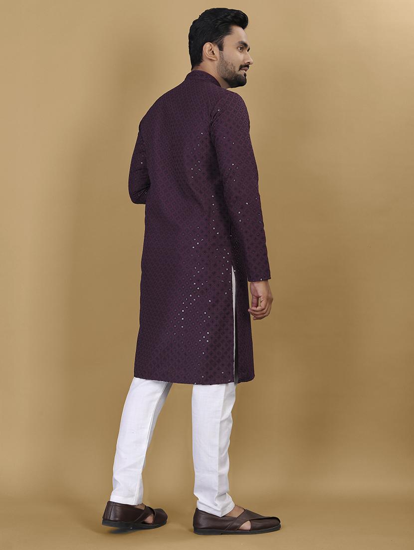 men embroidered mandarin neck kurta - 21721888 - Standard Image - 3