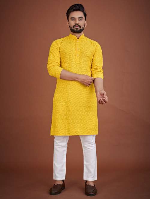 men embroidered mandarin neck kurta - 21721892 -  Standard Image - 0