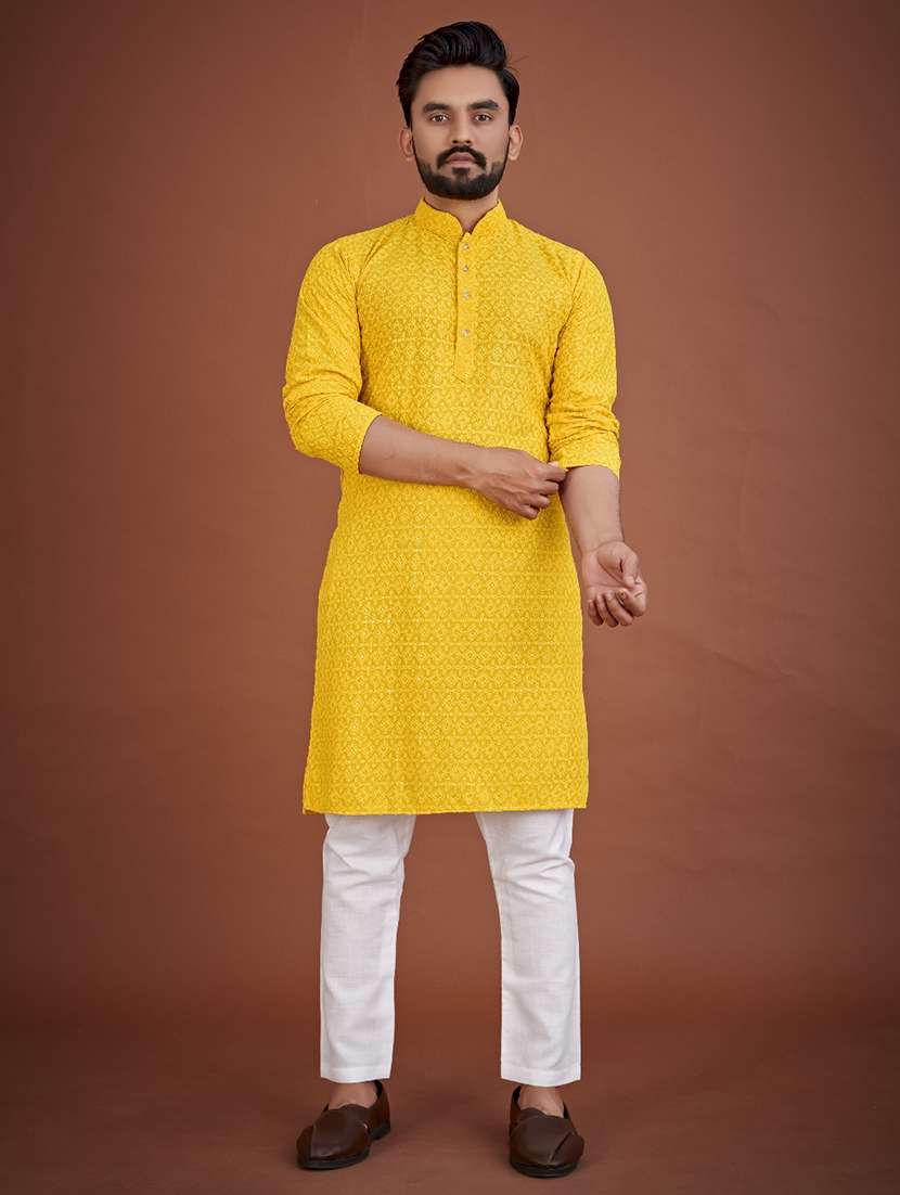 men embroidered mandarin neck kurta - 21721892 -  Zoom Image - 0