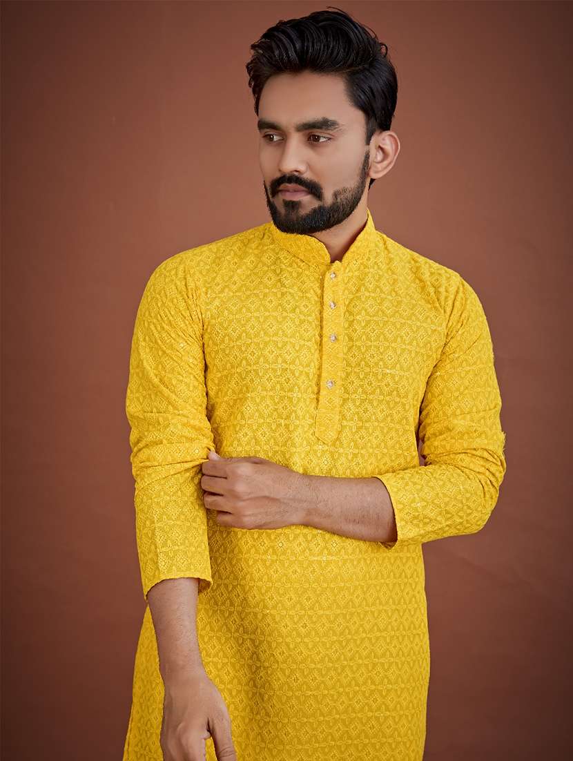 men embroidered mandarin neck kurta - 21721892 - Standard Image - 3