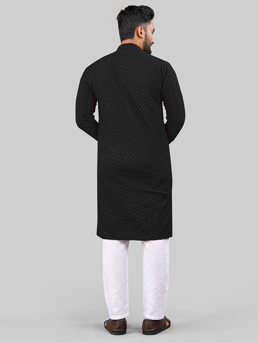men self design mandarin neck kurta - 21721897 - Standard Image - 3