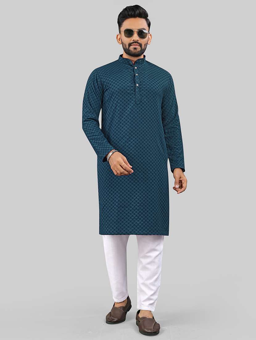 men self design mandarin neck kurta