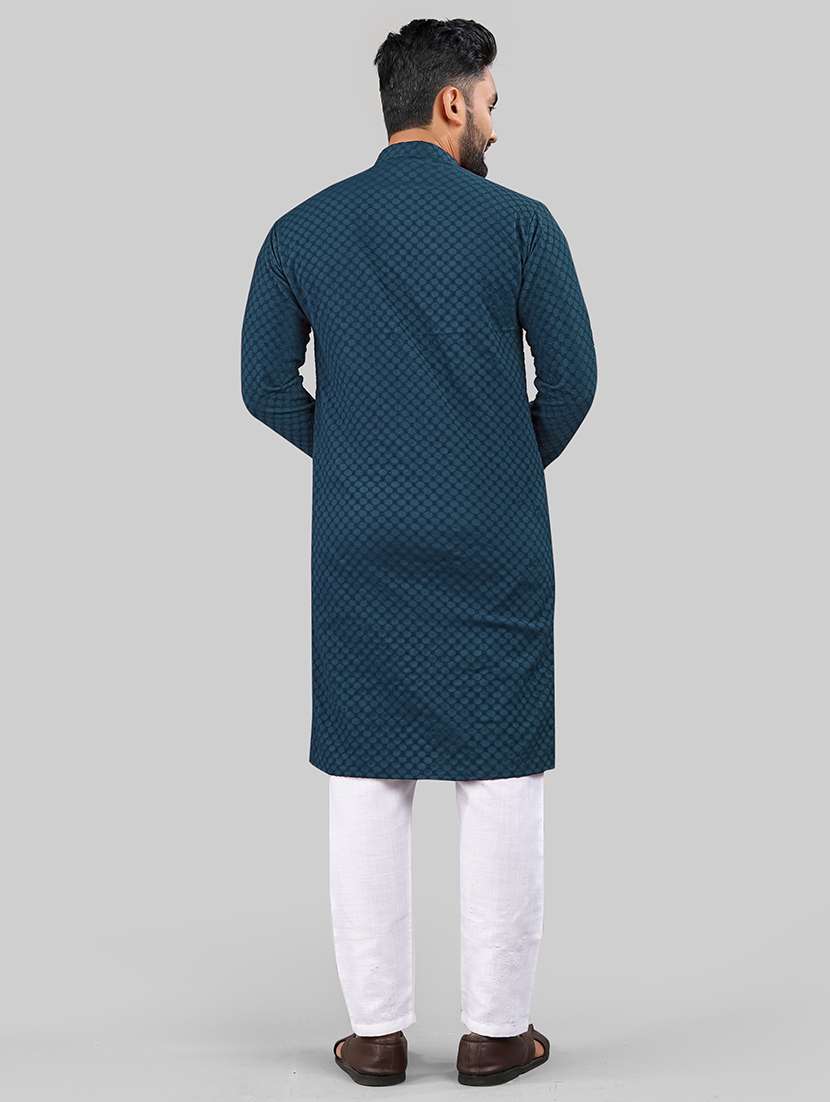 men self design mandarin neck kurta - 21721898 -  Standard Image - 3