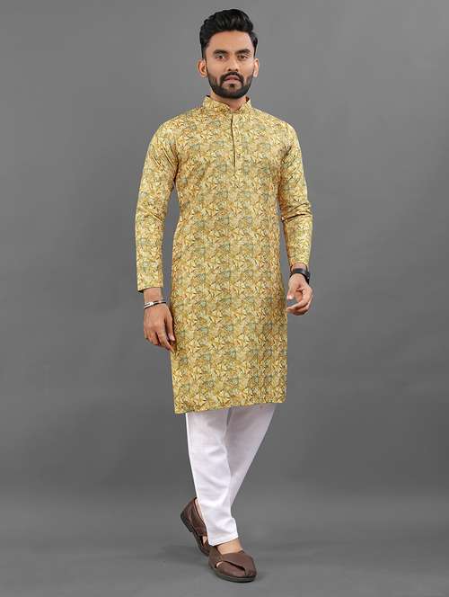 men printed mandarin neck kurta - 21721902 -  Standard Image - 0