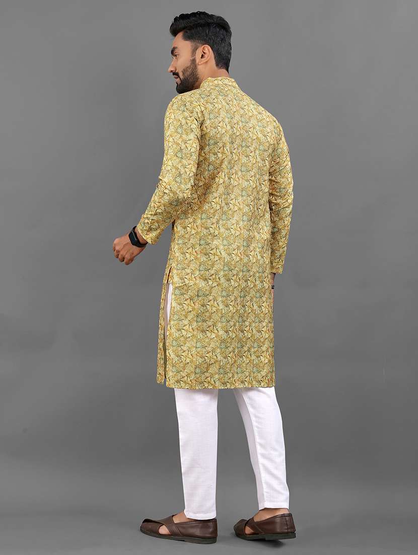 men printed mandarin neck kurta - 21721902 - Standard Image - 3