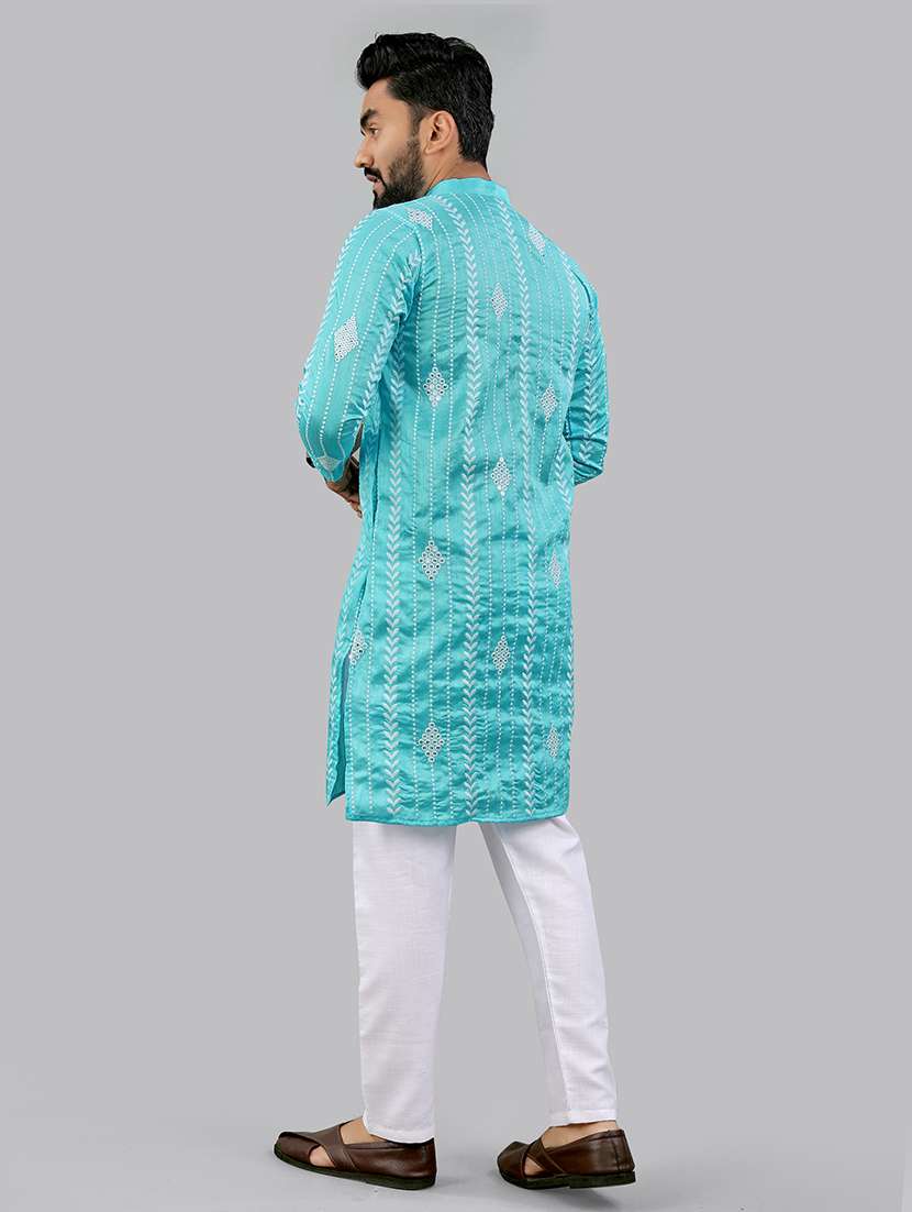 men embroidered mandarin neck kurta - 21721908 -  Standard Image - 3