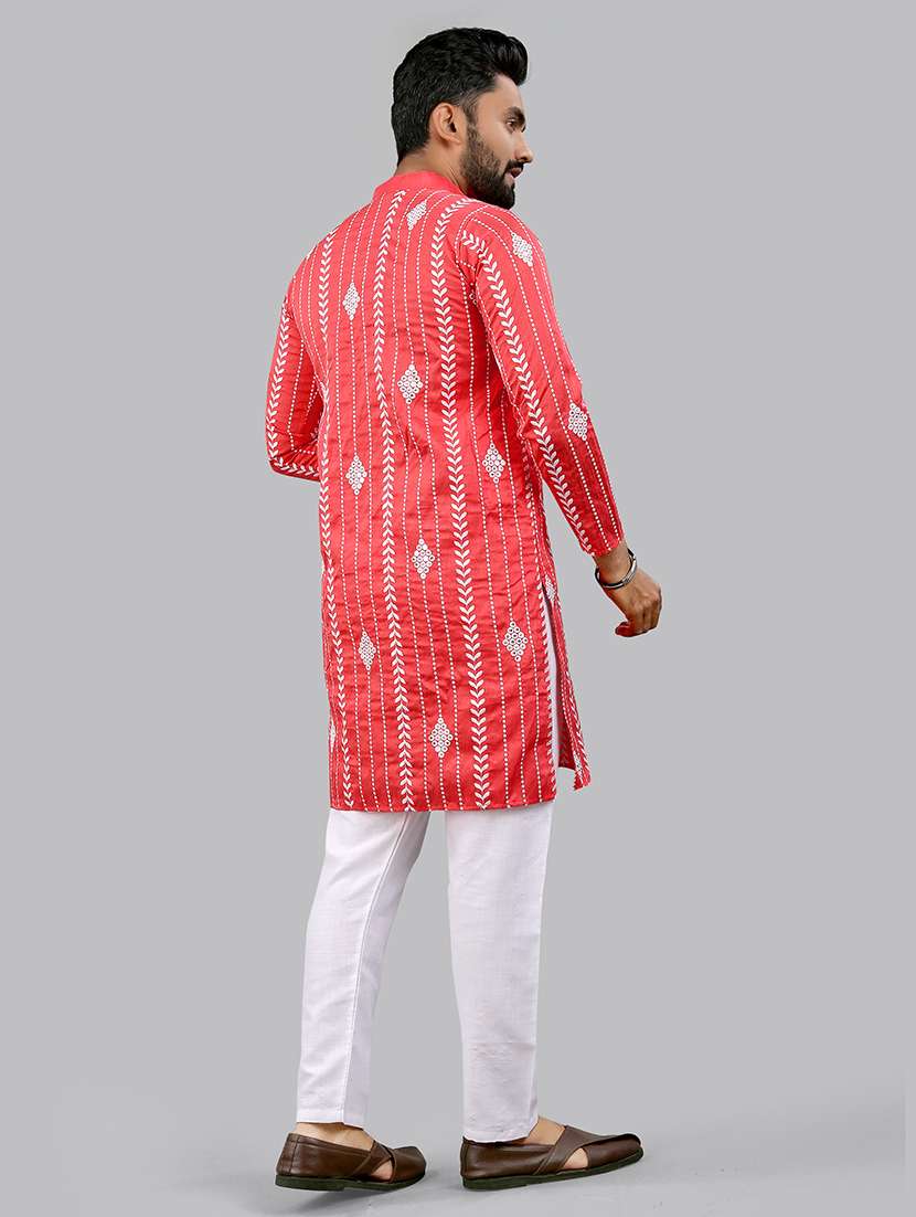men embroidered mandarin neck kurta - 21721909 -  Standard Image - 3