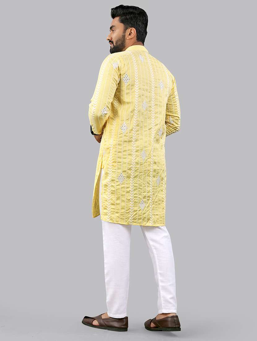 men embroidered mandarin neck kurta - 21721911 -  Standard Image - 3