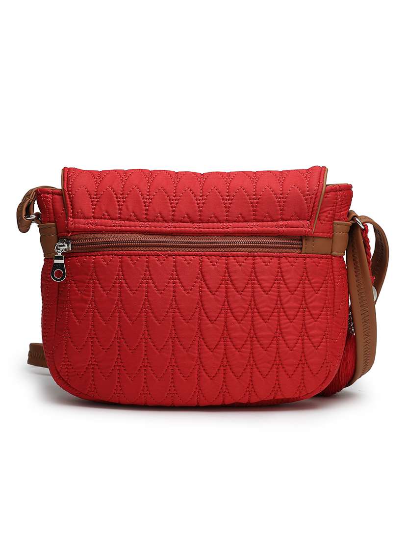 women red solid quilted sling bag - 21721918 -  Standard Image - 8