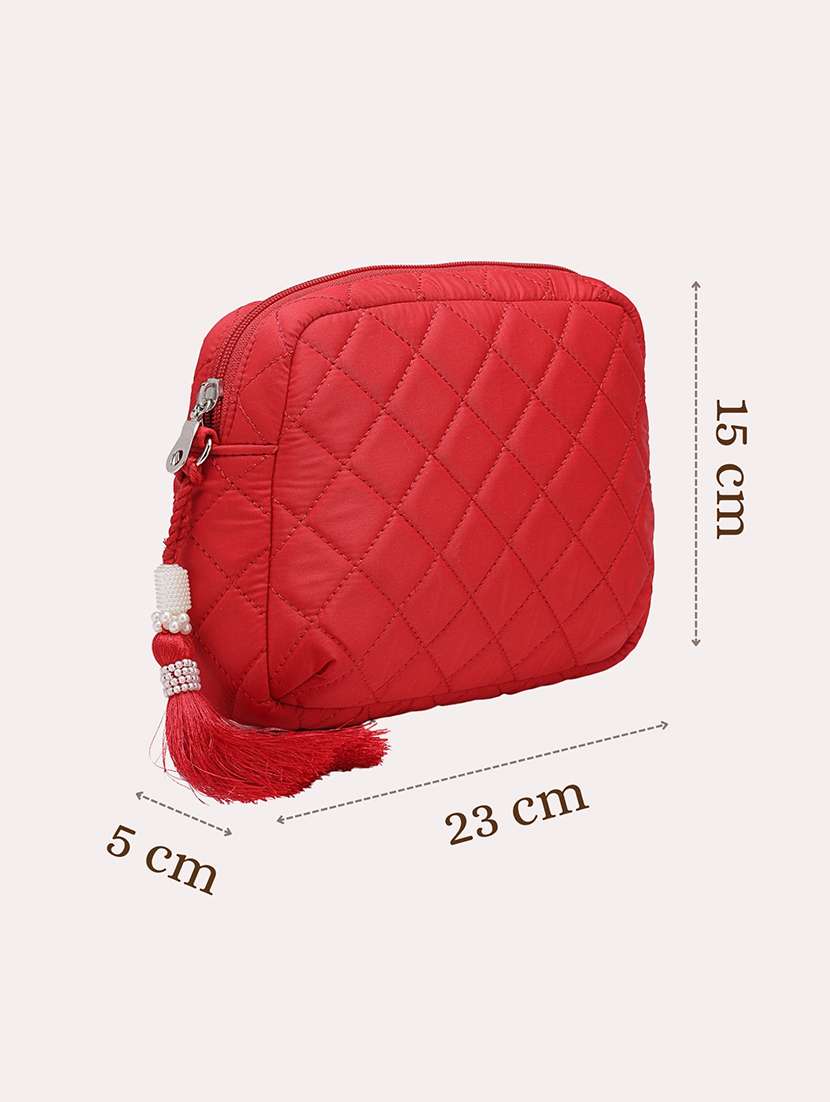 women red solid quilted sling bag - 21721923 -  Standard Image - 3