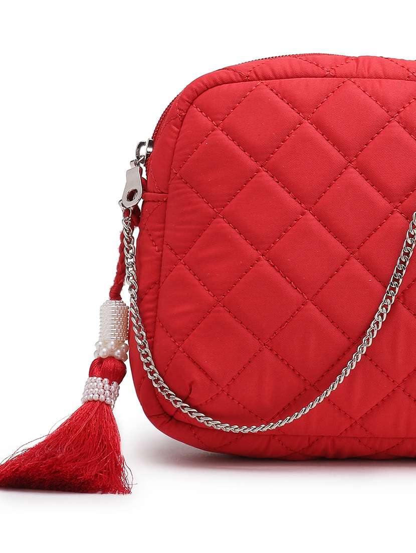 women red solid quilted sling bag - 21721923 -  Standard Image - 8