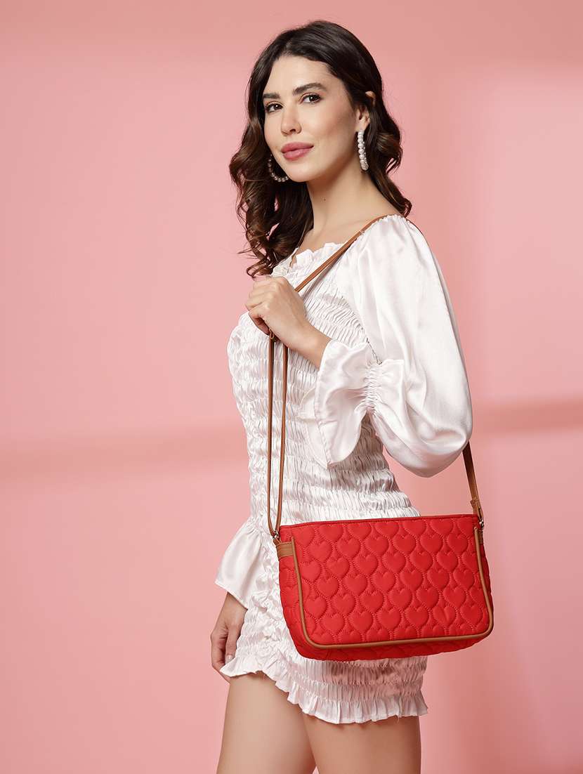 women red solid quilted sling bag - 21721927 -  Standard Image - 10