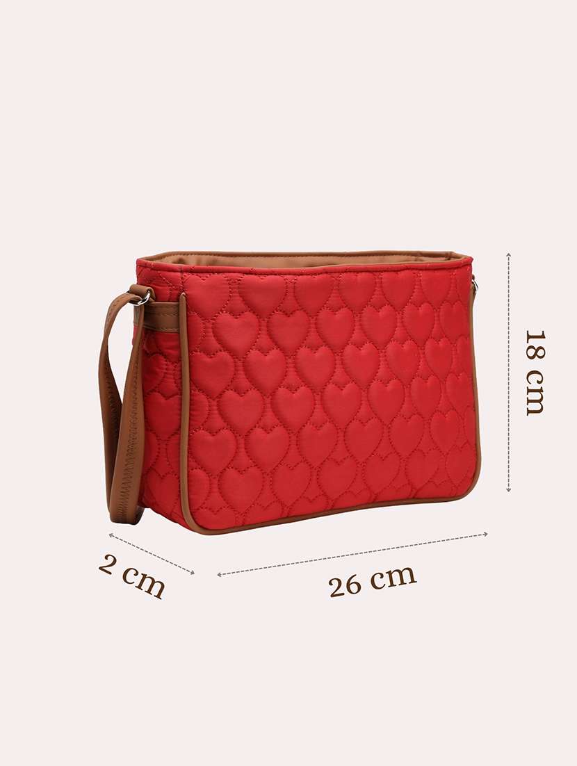women red solid quilted sling bag - 21721927 -  Standard Image - 3