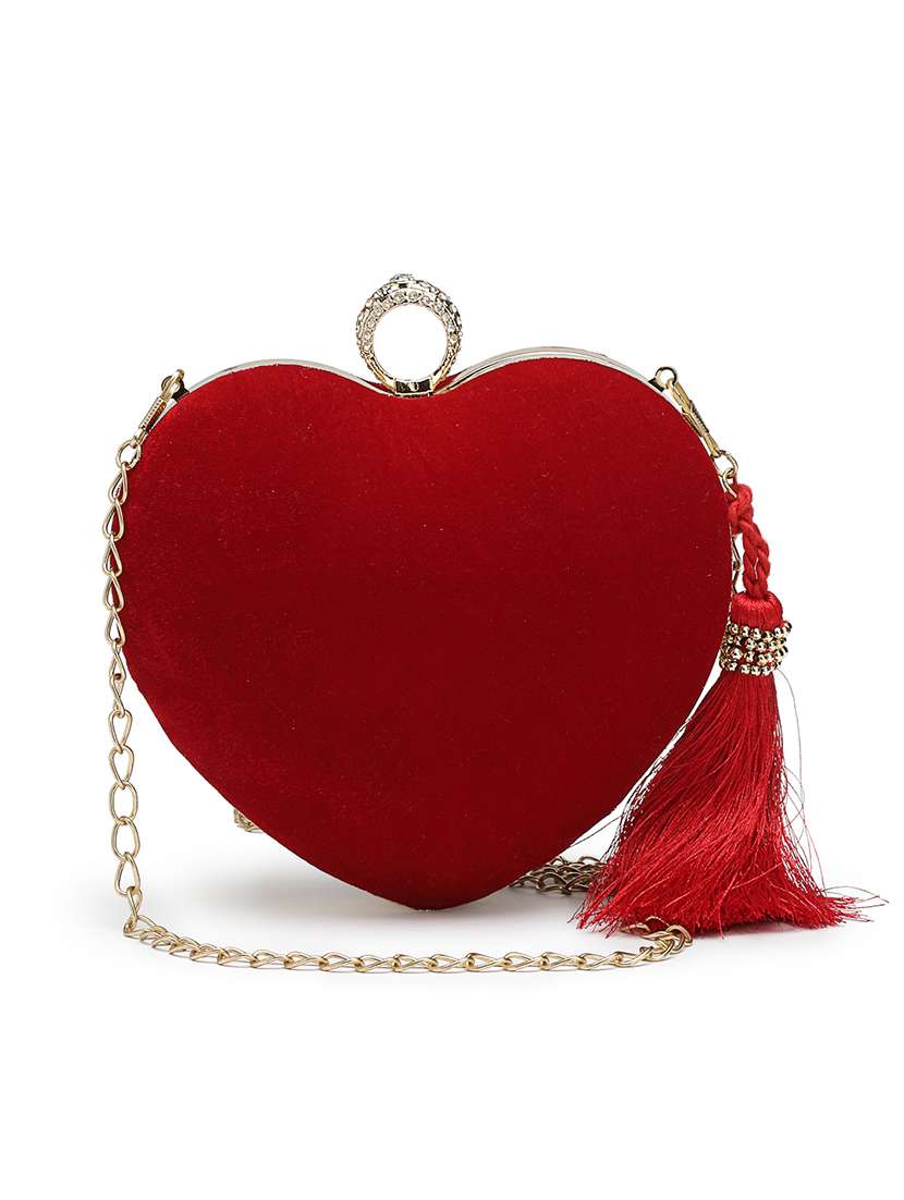 Women Solid Heart Shape Clutch