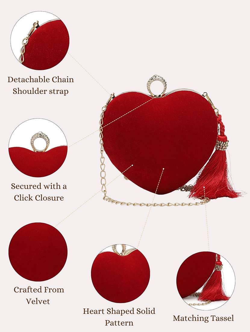 women solid heart shape clutch - 21721936 -  Standard Image - 5