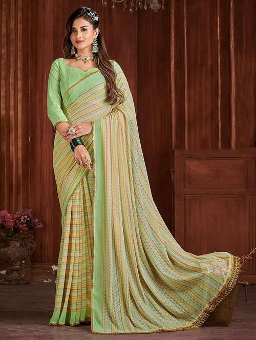 women neo mint foil printed saree with blouse - 21722302 -  Standard Image - 0