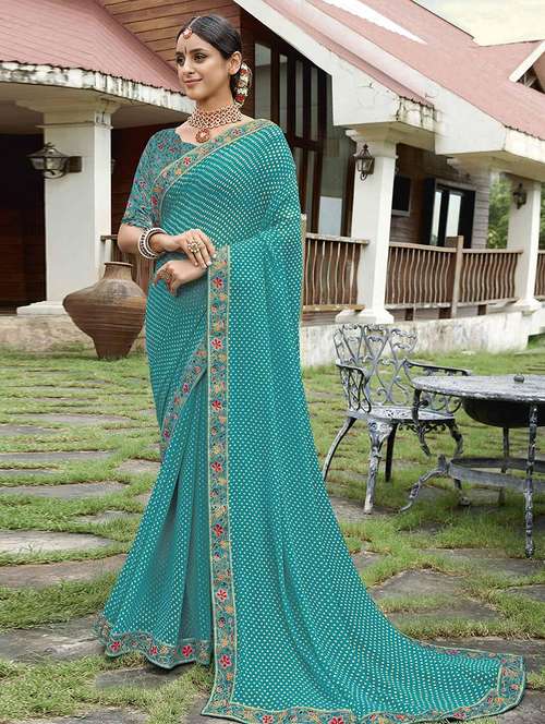 women printed lace bordered saree with blouse - 21722331 -  Standard Image - 0