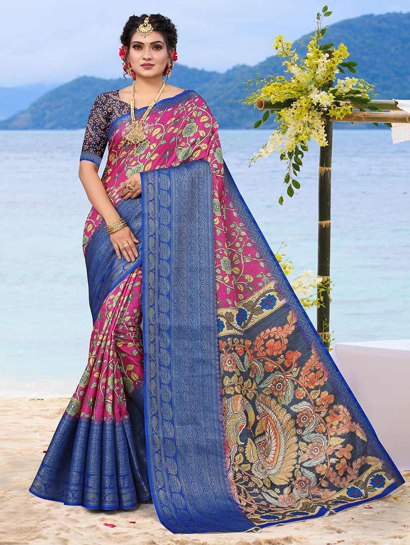 women printed casual wear saree with blouse - 21722515 -  Zoom Image - 0