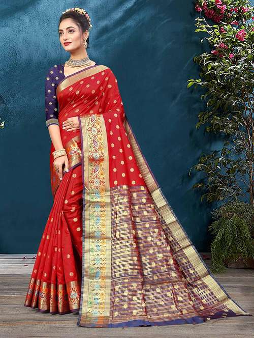 women self design zari bordered saree with blouse - 21722520 -  Standard Image - 0