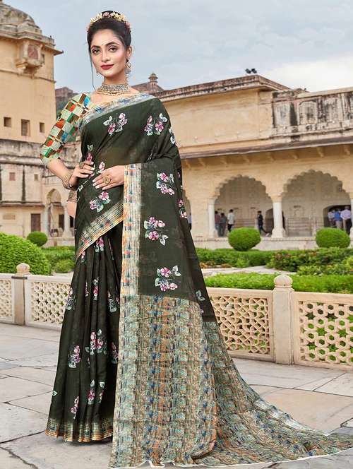 women printed casual wear saree with blouse - 21722521 -  Standard Image - 0