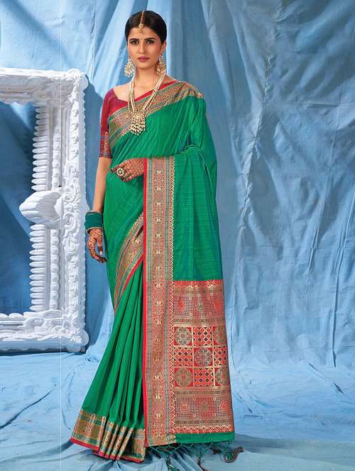 women solid with bordered saree with blouse - 21722600 -  Standard Image - 0