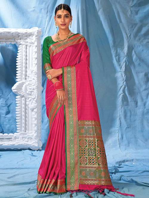 women solid with bordered saree with blouse - 21722601 -  Standard Image - 0