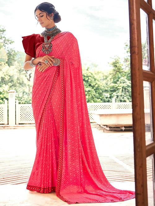 women printed lace bordered saree with blouse - 21722661 -  Standard Image - 0