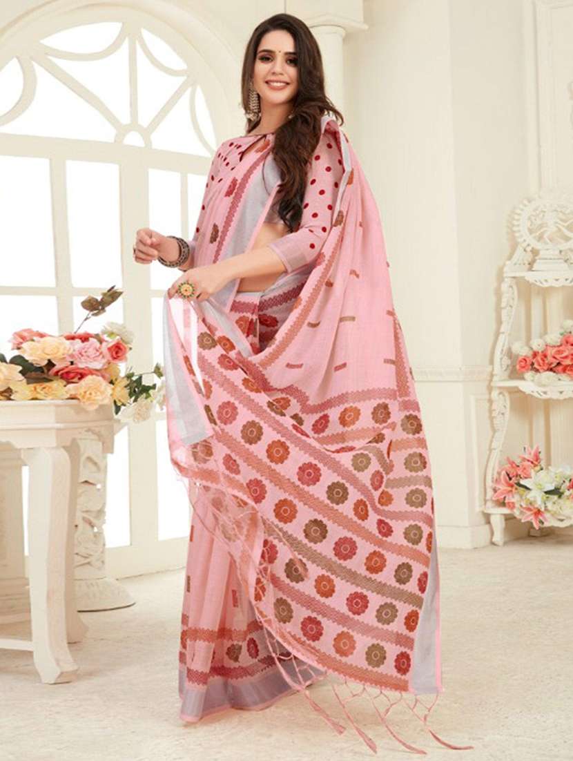 women printed casual wear saree with blouse