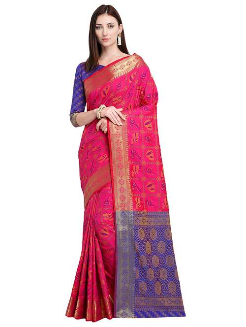 women printed bordered saree with blouse - 21722684 -  Standard Image - 0