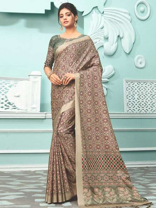 women printed casual wear saree with blouse - 21722727 -  Standard Image - 0